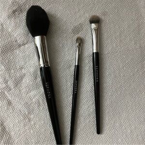 Must Go‼️ Like New Sephora Silver and Black Makeup Brush Trio. Read Description
